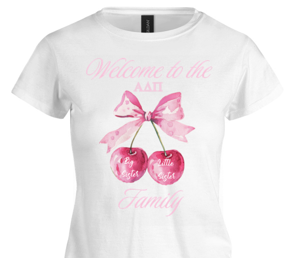 Alpha Delta Pi "Welcome to the Family" Cherry Shirt